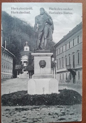 Carte postala, Baile Herculane, statuia lui Hercules, perioada interbelica foto