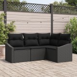 Gossi set de canapea de gradina in 4 piese cu perne ratan negru
