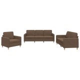 Cumpara ieftin Set de canapele cu perne, 3 piese, maro, textil