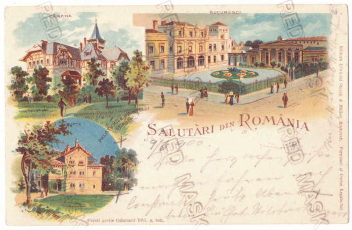 2439 - BUCURESTI, Buftea, Campina, Litho, Palatul Stirbei - old PC - used - 1900