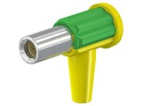Conector banană galben-verde 6mm cu şurub