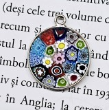 PANDANTIV STICLA DE MURANO MILLEFIORI CU RAMA DE ARGINT 925