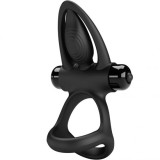 PRETTY LOVE - VIBRATING RING 10 VIBRATIONS BLACK SILICONE, PRETTY LOVE MALE