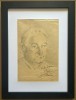 Tablou 1962 Portret Bărbat Bucovinean grafică &icirc;n cărbune și tuș inramat 35x46cm, Portrete, Carbune, Realism
