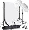 Kit studio foto,lumini,2 umbrele,suport fundal 2x3m,2 becuri 45W + 2 panze fundal alb,negru, Dactylion