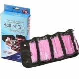 Cumpara ieftin Organizator cosmetice Roll-N-Go, 4 compartimente, Negru, Dimensiuni inchis 25x15cm, Brand Oem