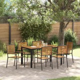 VidaXL Set de masă pentru grădină 7 pcs Negru 150 x 90 x 75 cm