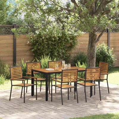 vidaXL Set de masă pentru grădină 7 pcs Negru 150 x 90 x 75 cm foto