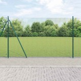 Gard din s&acirc;rmă sudată cu 13 st&acirc;lpi cu flanșă Verde 1,5x25 m Oțel