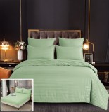 Cumpara ieftin Lenjerie Pat Damasc Verde, 6 Piese, Cu Elastic, 180x200 cm, Bumbac