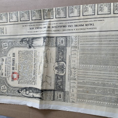 Renta Romana 500 Franci Aur 1929 obligatiune la purtator neincasata cu cupoane