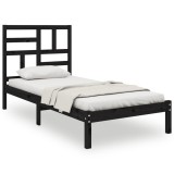 Cumpara ieftin Cadru de pat mic single, negru, 75x190 cm, lemn masiv