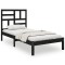 Cadru de pat mic single, negru, 75x190 cm, lemn masiv