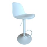 Cumpara ieftin Scaun bar Louser inaltime ajustabila alb cu perna baza metalica alba 44x46x114 cm