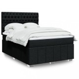 Cumpara ieftin Pat box spring cu saltea, negru, 140x190 cm, textil