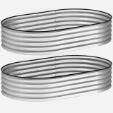 Outsunny Set de 2 jardiniere &icirc;nălțate din oțel galvanizat kit paturi de grădină margine cauciuc 152 x 91 x 30 cm argintiu | Aosom Romania