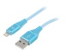 Cablu Gembird USB 2.0 Lightning Apple 1m Textil Turcoaz Contacte Aurite