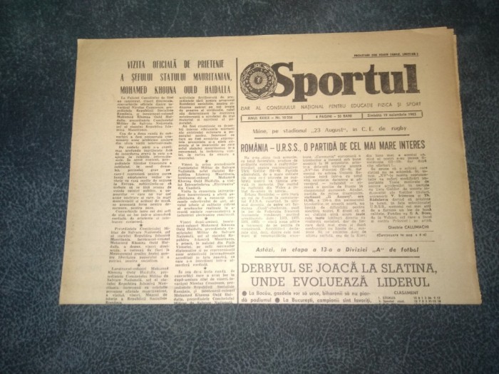 ZIARUL SPORTUL 19 NOIEMBRIE 1983