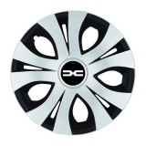 Set 4 Capace Roti Top Gri-Negru R15, Compatibil Cu Dacia Nou