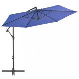 VidaXL Umbrelă consolă de grădină, st&acirc;lp din aluminiu, albastru 300 cm