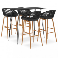 vidaXL Set mobilier de bar, 5 piese, negru foto