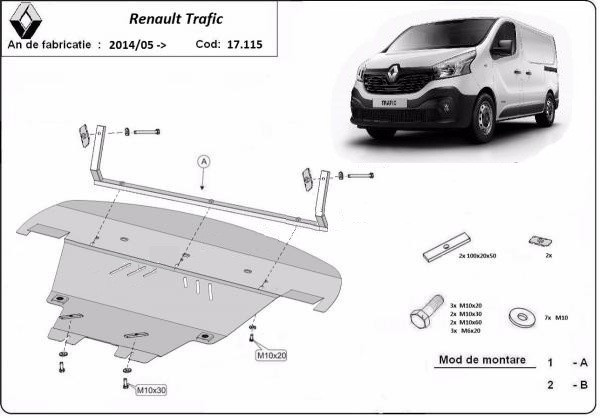 Scut motor metalic Renault Trafic 2014-prezent