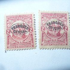 2 Timbre Salvador 1900 cu stampila Franqueo oficial , 2c
