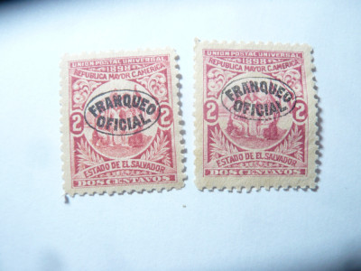 2 Timbre Salvador 1900 cu stampila Franqueo oficial , 2c foto