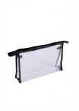 Portfard transparent pentru plaja cu fermoar negru, 22x14x5.5cm