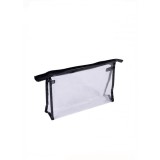 Portfard transparent pentru plaja cu fermoar negru, 22x14x5.5cm
