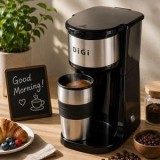 Cafetieră cu Cană Termos 450 ml, Neagră, CMCLASS