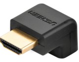ADAPTOR video Ugreen, &quot;HD112&quot; cupla extender HDMI (T) la HDMI (M), 90 grade jos, rezolutie maxima 4K UHD (3840 x 2160) la 60 Hz, conectori auriti,negr