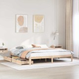 VidaXL Cadru de pat cu sertare, 200x200 cm, lemn masiv pin
