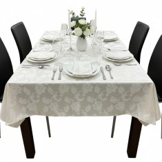 Față de masă 180x140cm dreptunghiulară impermeabilă cu 6 șervetele 40x40cm Koken, 100% Bumbac, Reutilizabila, Fara decolorare, Usor de curatat, Potriv