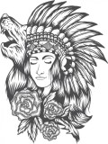 Sticker decorativ, Indian girl, 80 cm, 1078STK, natura si peisaje