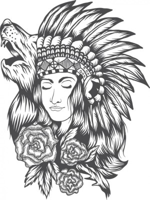 Sticker decorativ, Indian girl, 80 cm, 1078STK foto