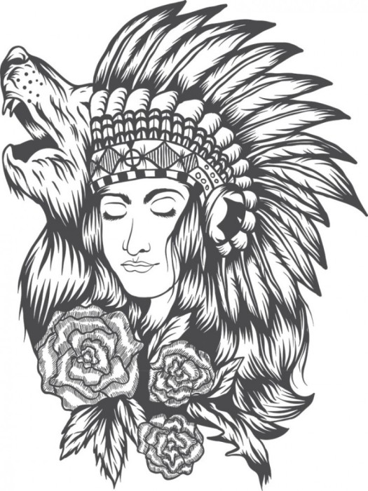 Sticker decorativ, Indian girl, 80 cm, 1078STK