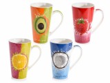 Set 8 cani portelan multicolor Fructe 9x15 cm, 500 ml