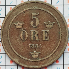 Suedia 5 ore 1884 - Oscar II (small letters) - km 736 - D001
