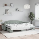 Cumpara ieftin Pat de zi cu extensie, gri deschis, 80x200 cm, catifea