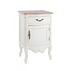 Noptiera 1 sertar si 1 usa din lemn alb natur Justine 45 cm x 35 cm x 70 h