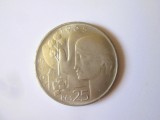 Cehoslovacia 25 Korun 1965 argint UNC-Aniversară:Eliberarea statului 20 ani,diametrul=34 mm,greutate=16,20 grame,cel mai mic pret