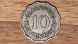 Mauritius - moneda de colectie ultra rara - 10 cents 1960 - tiraj 50k- dantelata, Africa
