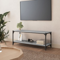 vidaXL Comodă TV, gri sonoma, 100x33x41 cm, lemn prelucrat și oțel