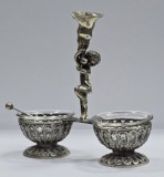 Solnita din argint si cristal, decorata cu amoras, Italia, Secol XIX