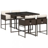 Set mobilier de gradina, 5 piese, cu perne, maro, poliratan
