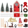 Set 23 Piese Decor Craciun Yihang, Lemn, Multicolor: Usa Spiridusi, Brad, Cadouri, Scara, Accesorii