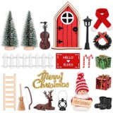 Set 23 piese decoratiuni pentru Craciun Yihang, lemn, textil, plastic, multicolor