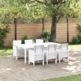 VidaXL Set Masa Gradina 7 pcs Alb 200 x 100 x 73 cm Poliratan