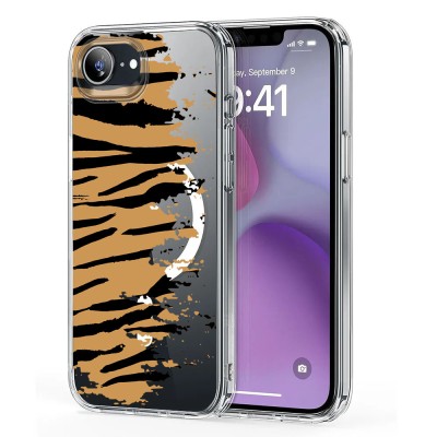Husa pentru iphone 16e, atasare magnetica, magsafe, pattern skin 04, clear foto